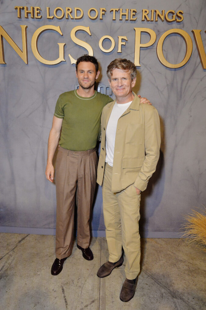 Charlie Vickers and Charles Edwards attend The Lord Of The Rings: The Rings Of Power SDCC Press Preview Event at Venue 808