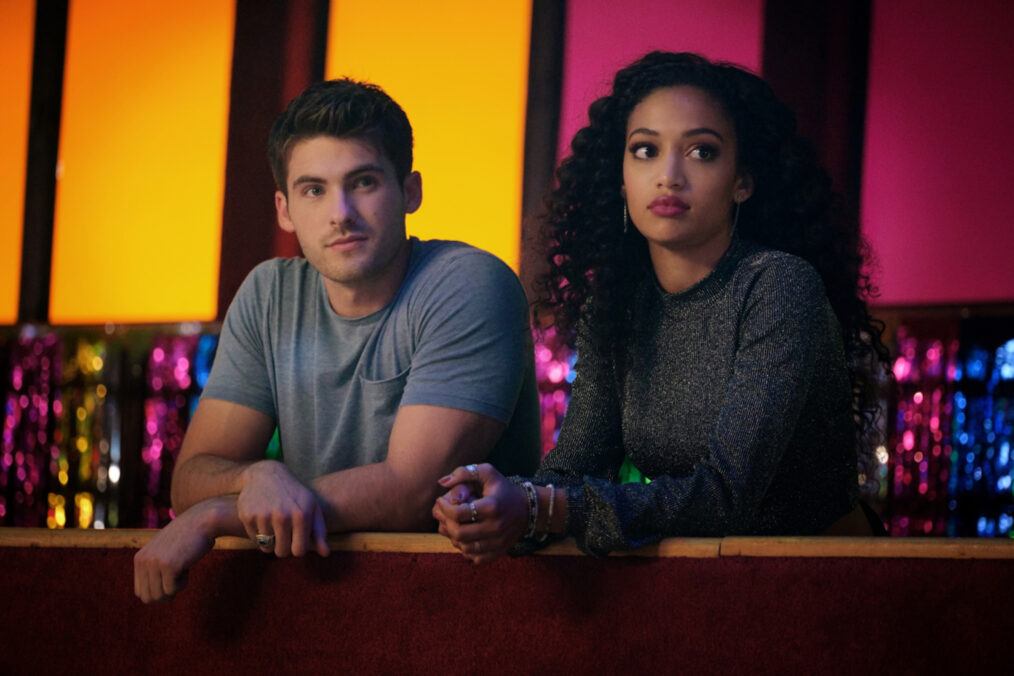 Cody Christian as Asher and Samantha Logan as Olivia on 'All American'