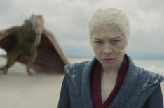 Emma D'Arcy as Rhaenyra with dragon Syrax in 'House of the Dragon' Season 2 Episode 7 - 'The Red Sowing'