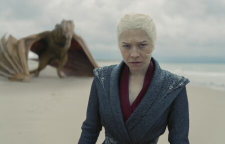 Emma D'Arcy as Rhaenyra with dragon Syrax in 'House of the Dragon' Season 2 Episode 7 - 'The Red Sowing'