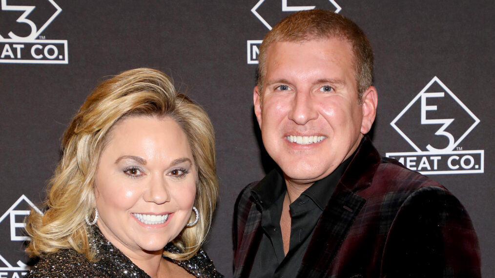 Julie Chrisley (L) and Todd Chrisley attend the grand opening of E3 Chophouse Nashville