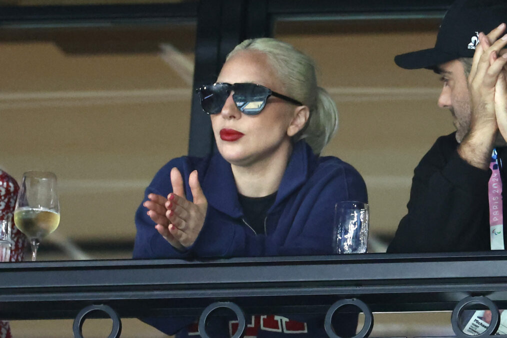 Lady Gaga attends the Artistic Gymnastics Women's Qualification on day two of the Olympic Games Paris 2024 at Bercy Arena on July 28, 2024 in Paris, France.