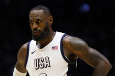 LeBron James of The United States looks on during the 2024 USA Basketball Showcase match between USA and Germany at The O2 Arena on July 22, 2024 in London, England.