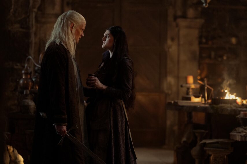 Matt Smith as Daemon Targaryen and Gayle Rankin as Alys Rivers in 'House of the Dragon' Season 2