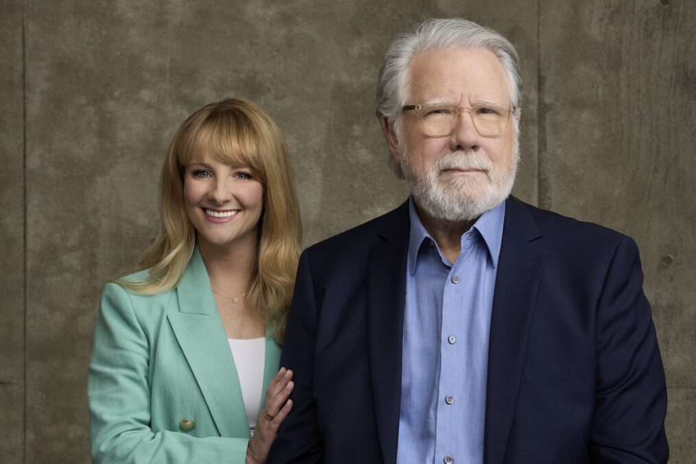 Melissa Rauch and John Larroquette at the Television Critics Association Summer Press Tour