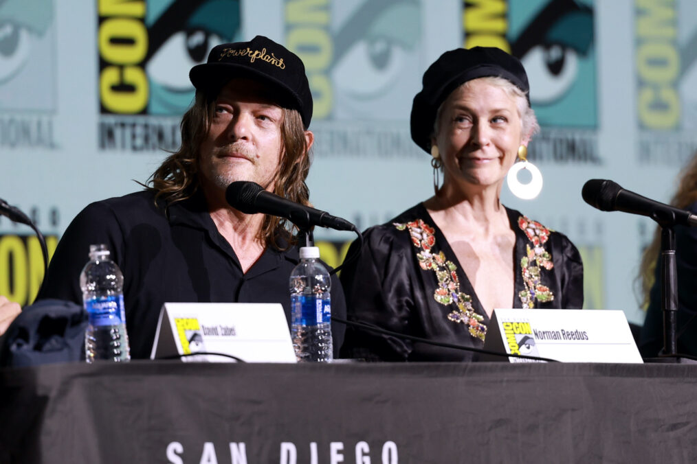 Norman Reedus and Melissa McBride speak onstage during AMC Networks' 