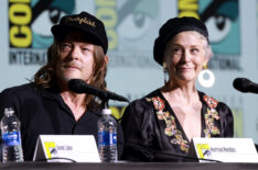 Norman Reedus and Melissa McBride speak onstage during AMC Networks' 'The Walking Dead: Daryl Dixon - The Book Of Carol' Press Conference during 2024 Comic-Con International at Hilton Bayfront on July 26, 2024 in San Diego, California.