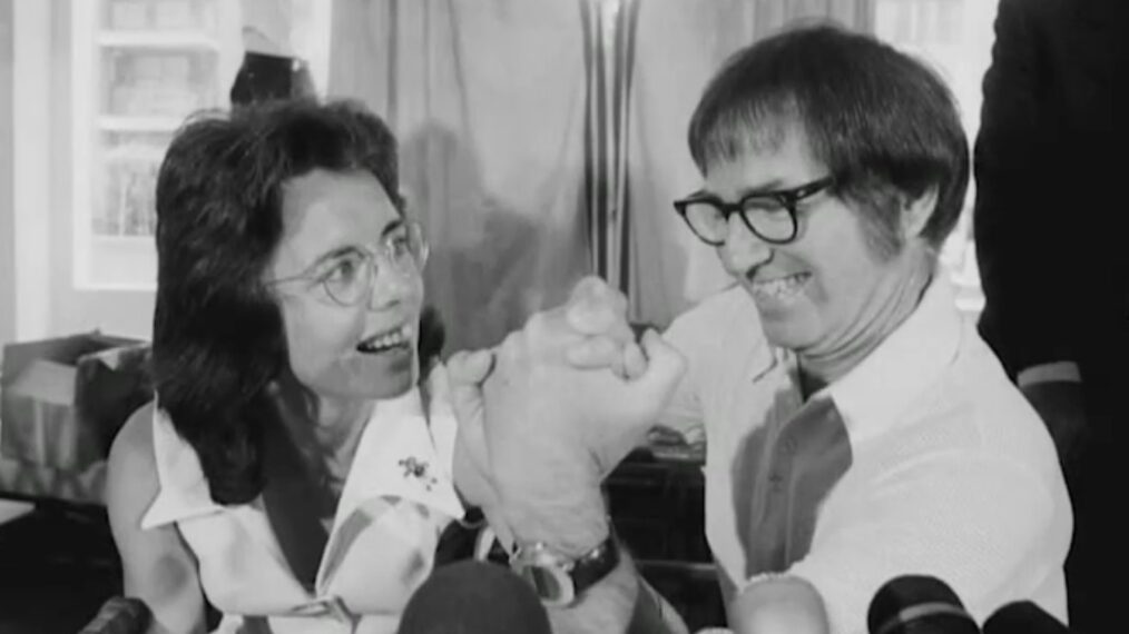 Billie Jean King and Bobby Riggs as seen in 'Gods of Tennis' on PBS