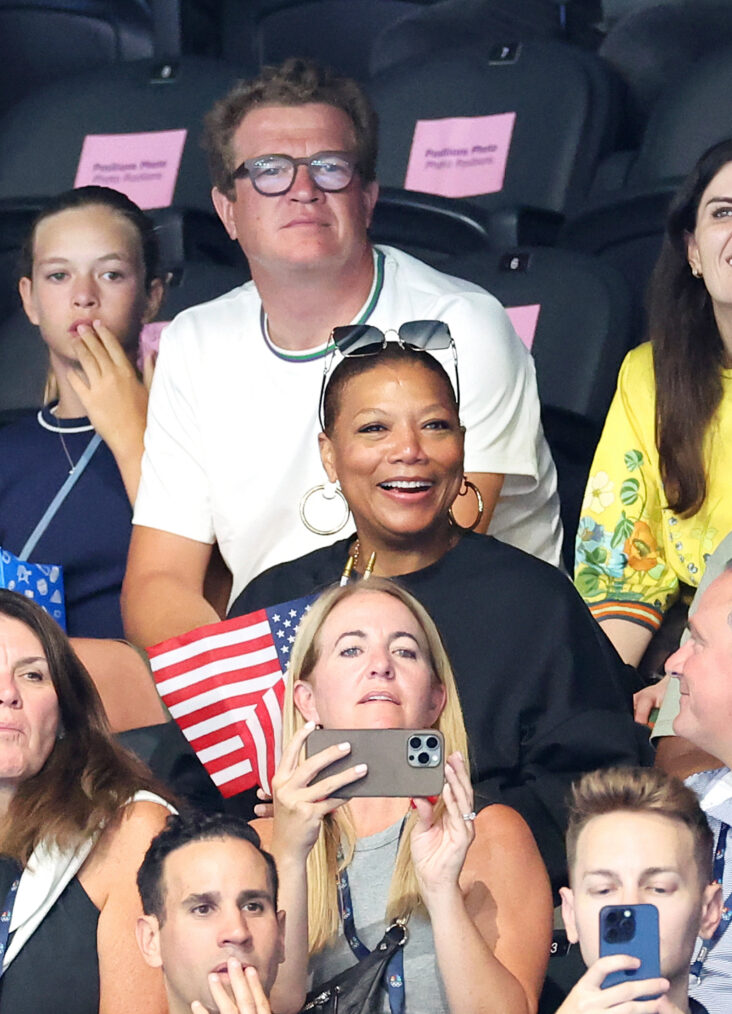 Queen Latifah supports Team United States on day three of the Olympic Games Paris 2024 at Paris La Defense Arena on July 29, 2024 in Nanterre, France.