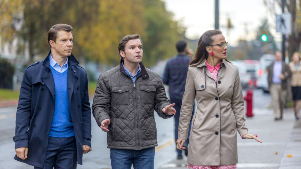 Crystal Lowe, Eric Mabius, Geoff Gustafson in 'Signed, Sealed, Delivered: Higher Ground'