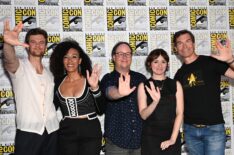 Jack Quaid, Tawny Newsome, Mike McMahan, Noël Wells, and Jerry O'Connell attend the 'Star Trek' panel at SDCC 2024