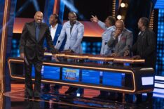 Steve Harvey, T.J. Houshmandzadeh, Terrell Owens, Andre Rison, Brian Mitchell, and LeSean McCoy on 'Celebrity Family Feud'