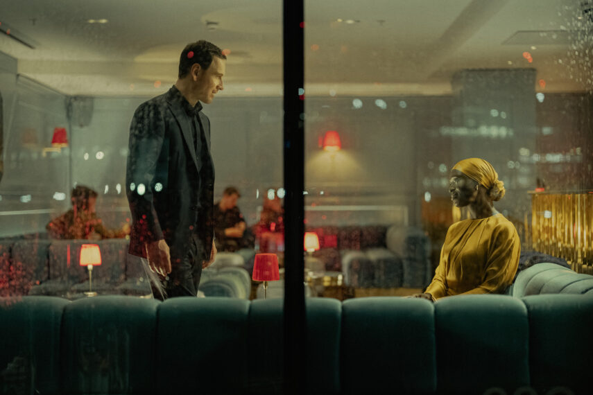 Michael Fassbender as Martian and Jodie Turner Smith as Samia Zahir in 'The Agency'