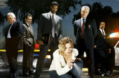 G.W. Bailey, Jon Tenney, Corey Reynolds, Kyra Sedgwick, Tony Denison, and Robert Gossett of 'The Closer'