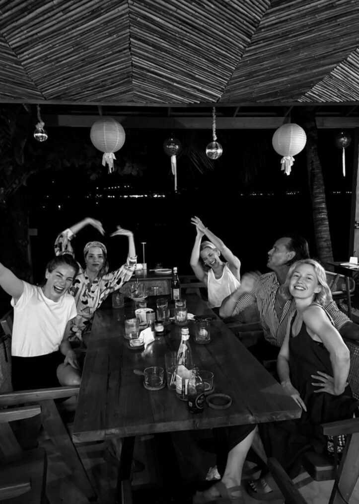 Michelle Monaghan, Parker Posey, Leslie Bibb, Walton Goggins, and Carrie Coon behind the scenes of 'The White Lotus' Season 3