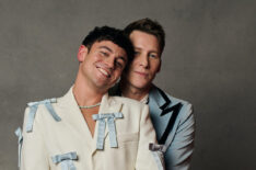 Dustin Lance Black and Tom Daley pose during a portrait session at the GAY TIMES Honours Awards 2022, held at Magazine London on November 25, 2022 in London, England.