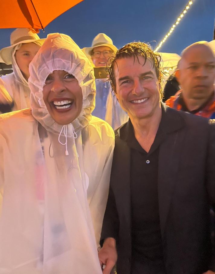 The TODAY duo broadcasts along the Seine for the Opening Ceremony – Hoda didn’t let the rain stop her from snapping a photo with Tom Cruise!