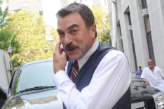 Tom Selleck behind the scenes of Blue Bloods