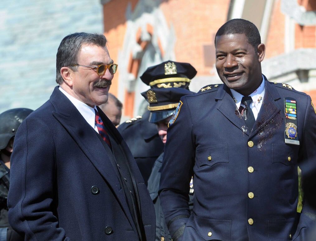 Tom Selleck and Dennis Haysbert behind the scenes of Blue Bloods