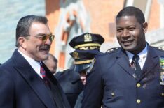 Tom Selleck and Dennis Haysbert behind the scenes of Blue Bloods