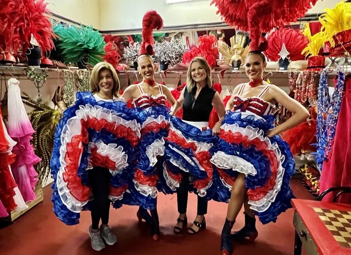 Savannah and Hoda practice their dance moves while taking a can-can lesson inside the world-famous Moulin Rouge.