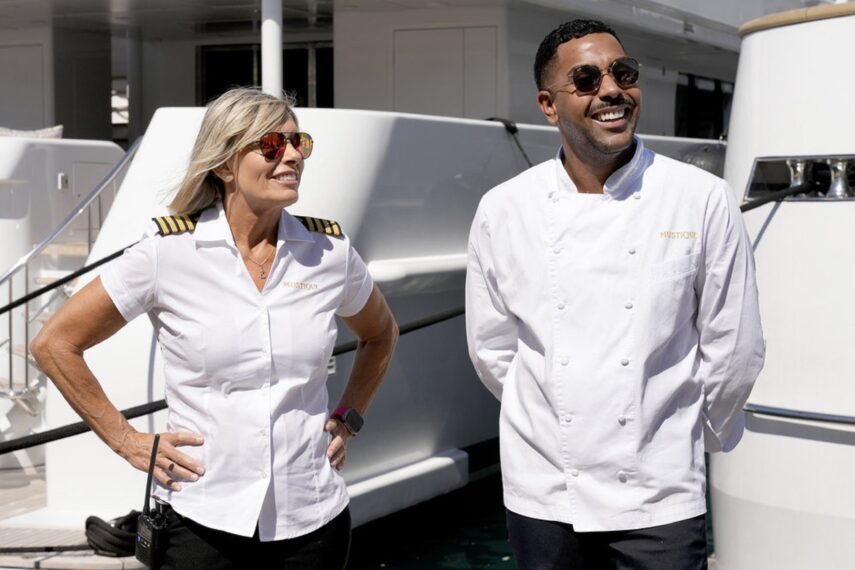 Captain Sandy Yawn, Johnathan Shillingford in Below Deck Mediterranean - Season 9