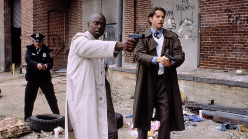 Andre Braugher as Frank Pembleton, Kyle Secor as Tim Bayliss in Homicide