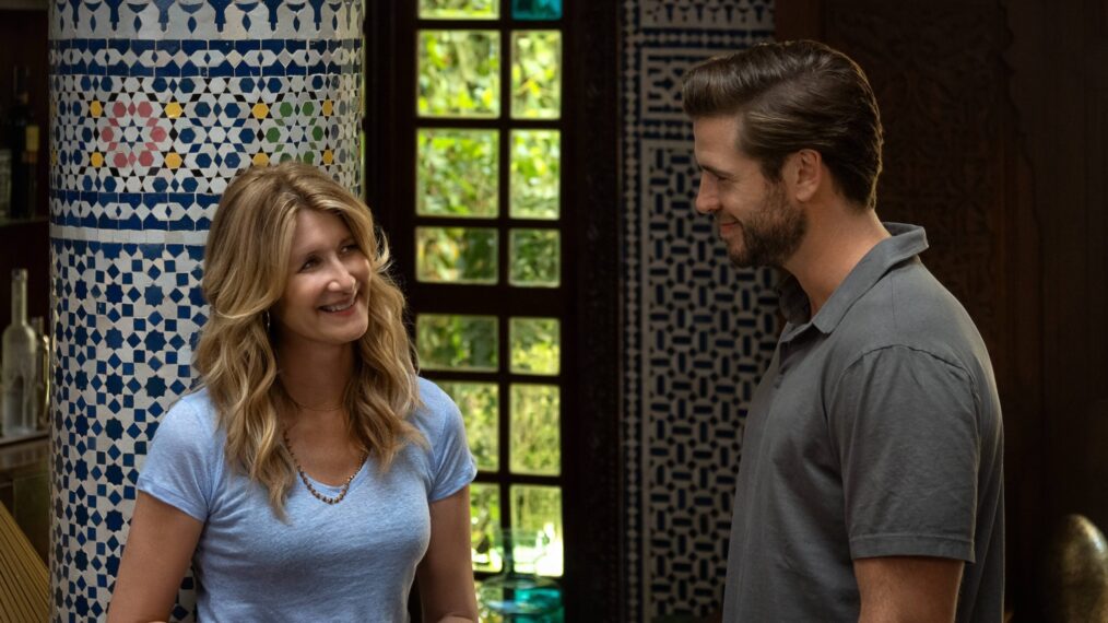 Laura Dern as Katherine Loewe and Liam Hemsworth as Owen Brophy in 'Lonely Planet'