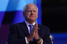 Democratic vice presidential nominee Minnesota Gov. Tim Walz reacts after accepting the vice presidential nomination during the third day of the Democratic National Convention at the United Center on August 21, 2024 in Chicago, Illinois. Delegates, politicians, and Democratic Party supporters are in Chicago for the convention, concluding with current Vice President Kamala Harris accepting her party's presidential nomination. The DNC takes place from August 19-22.