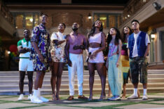 Olly Sholotan as Carlton, Justin Cornwell as Lamarcus, Cassandra Freeman as Vivian, Adrian Holmes as Philip, Coco Jones as Hilary, Akira Akbar as Ashley, Simone Joy Jones as Lisa, Jabari Banks as Will in 'Bel-Air' Season 3 Episode 1 - 'Baby, I'm Back'