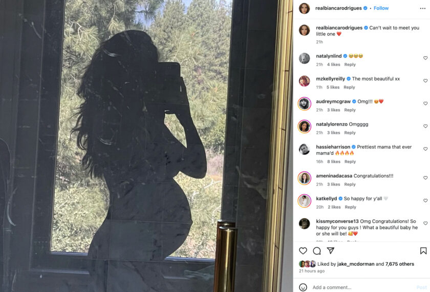 Luke Grimes' wife Bianca Rodrigues announcing her pregnancy