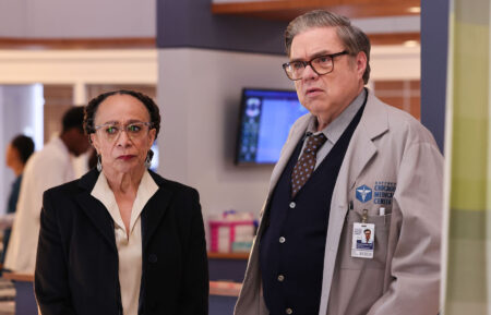 S. Epatha Merkerson as Sharon Goodwin, Oliver Platt as Dr. Daniel Charles in 'Chicago Med'