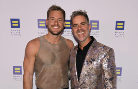 Colton Underwood and Jordan C. Brown attend the 2024 Human Rights Campaign dinner at Fairmont Century Plaza on March 23, 2024 in Los Angeles, California.