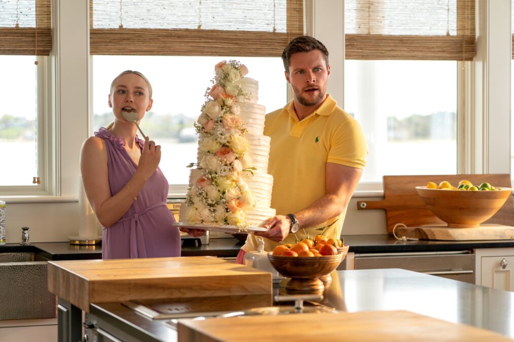 Dakota Fanning as Abby Winbury, Jack Reynor as Thomas Winbury in 'The Perfect Couple.'