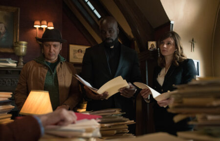 Aasif Mandvi as Ben Shakir, Mike Colter as David Acosta and Katja Herbers as Kristen Bouchard in 'Evil' Season 4 Episode 12 