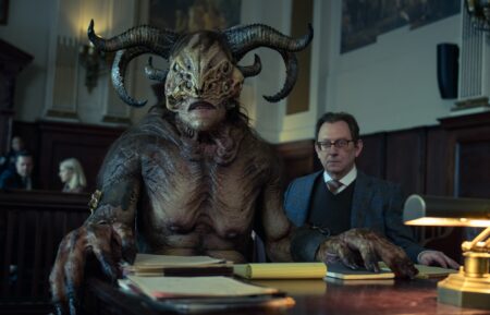 Fedor Steer as the Stick Demon and Michael Emerson as Leland Townsend in 'Evil' Season 4 Episode 12 