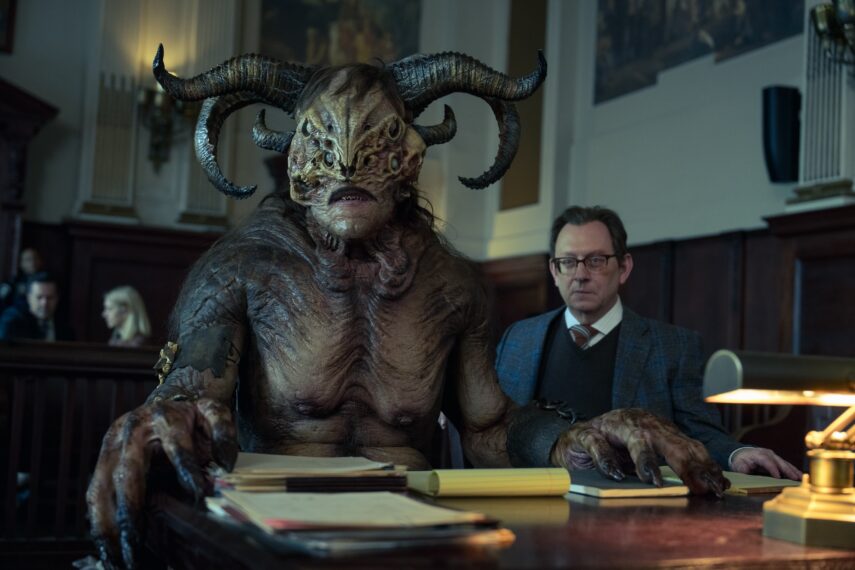 Fedor Steer as the Stick Demon and Michael Emerson as Leland Townsend in 'Evil' Season 4 Episode 12 "Fear of the Other"