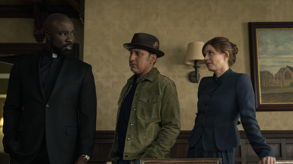 Mike Colter as David Acosta, Aasif Mandvi as Ben Shakir, Katja Herbers as Kristen Bouchard in 'Evil' Season 4 Episode 13 