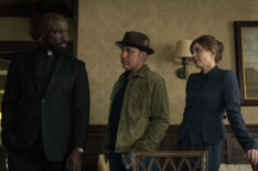 Mike Colter as David Acosta, Aasif Mandvi as Ben Shakir, Katja Herbers as Kristen Bouchard in 'Evil' Season 4 Episode 13 'Fear of the Unholy'