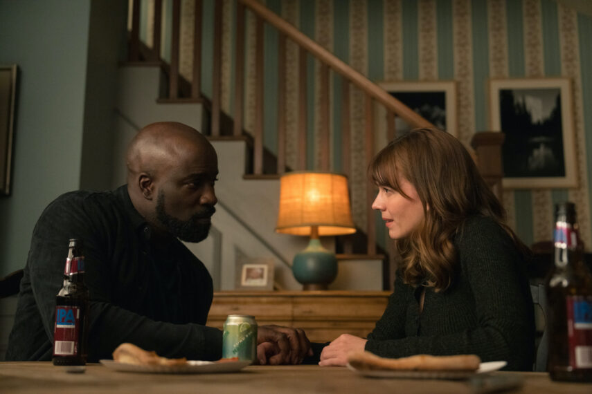 Mike Colter as David Acosta and Katja Herbers as Kristen Bouchard in the 'Evil' series finale "Fear of the End"