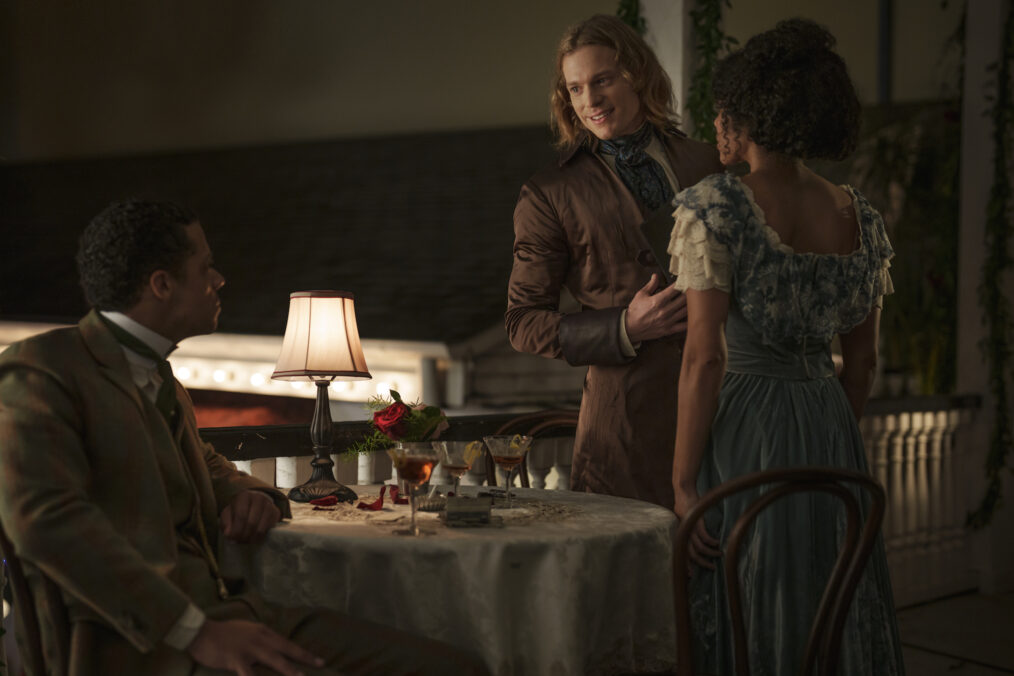 Sam Reid as Lestat, Najah Bradley as Lily, Jacob Anderson as Louis in 'Interview With the Vampire' Season 1 Episode 1