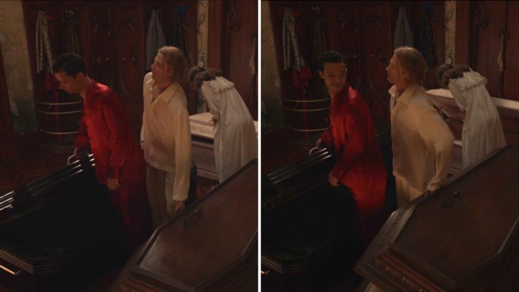 Jacob Anderson and Sam Reid as Louis and Lestat in 'Interview With the Vampire' Season 1 Episode 4