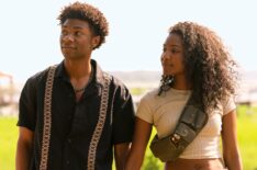 Jonathan Daviss as Pope, Carlacia Grant as Cleo in Season 4 of 'Outer Banks'