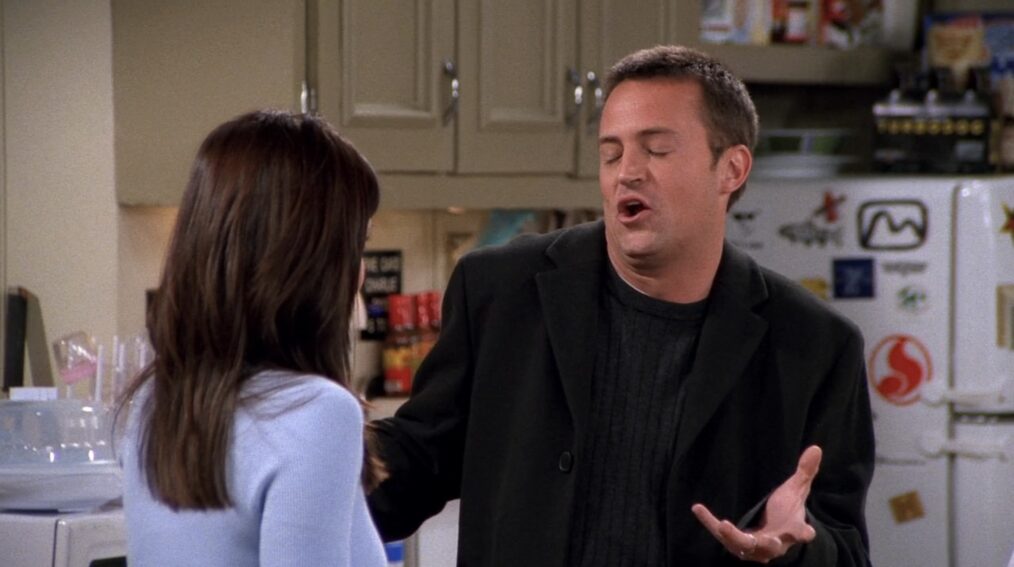 Matthew Perry as Chandler Bing and Courteney Cox as Monica Geller in 'Friends'