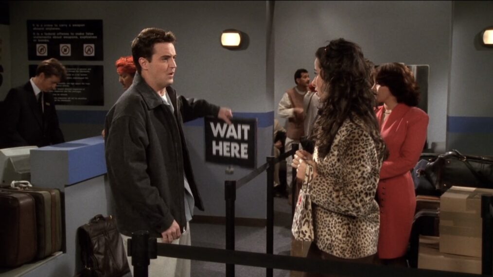 Matthew Perry as Chandler Bing and Maggie Wheeler as Janice Hosenstein in 'Friends'