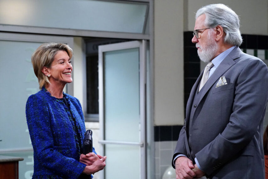 Wendie Malick as Julianne, John Larroquette as Dan Fielding in 'Night Court' Season 2 Episode 5 - 'Wrath of Comic-Con'