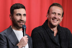 Brett Goldstein and Jason Segel speak at SAG-AFTRA Foundation Conversations Presents 'Shrinking' at SAG-AFTRA Foundation Screening Room on March 23, 2023 in Los Angeles, California.