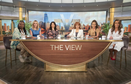 Whoopi Goldberg, Sara Haines, Ana Navarro, Joy Behar, Sunny Hostin, and Alyssa Farah Griffin on set of 'The View' Season 27