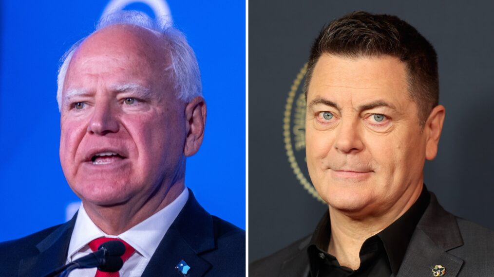 Minnesota Gov. Tim Walz (L), Nick Offerman (R)