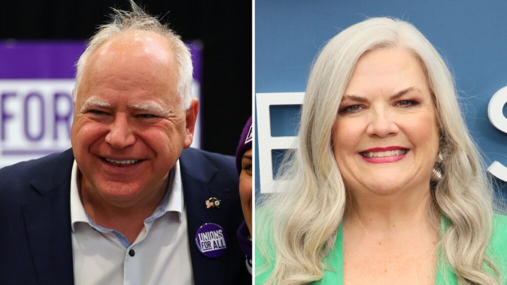 Minnesota Gov. Tim Walz (L), Paula Pell (R)